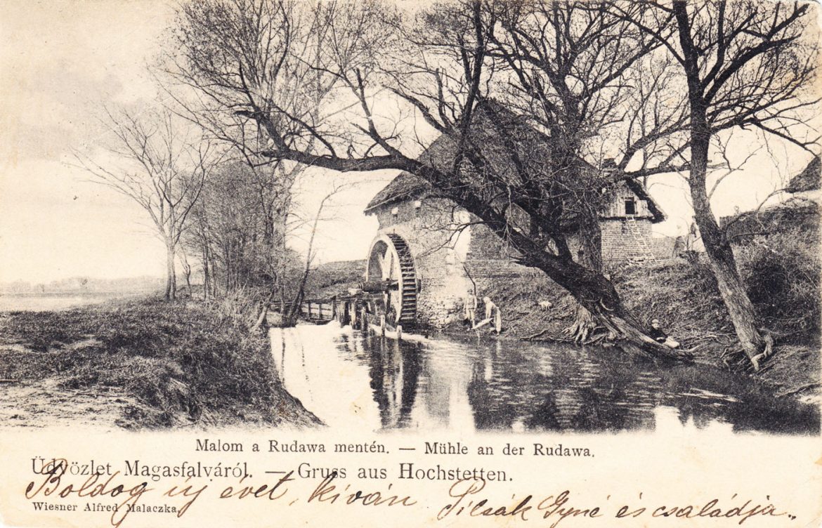 Vodný mlyn vo Vysokej pri Morave okolo roku 1904